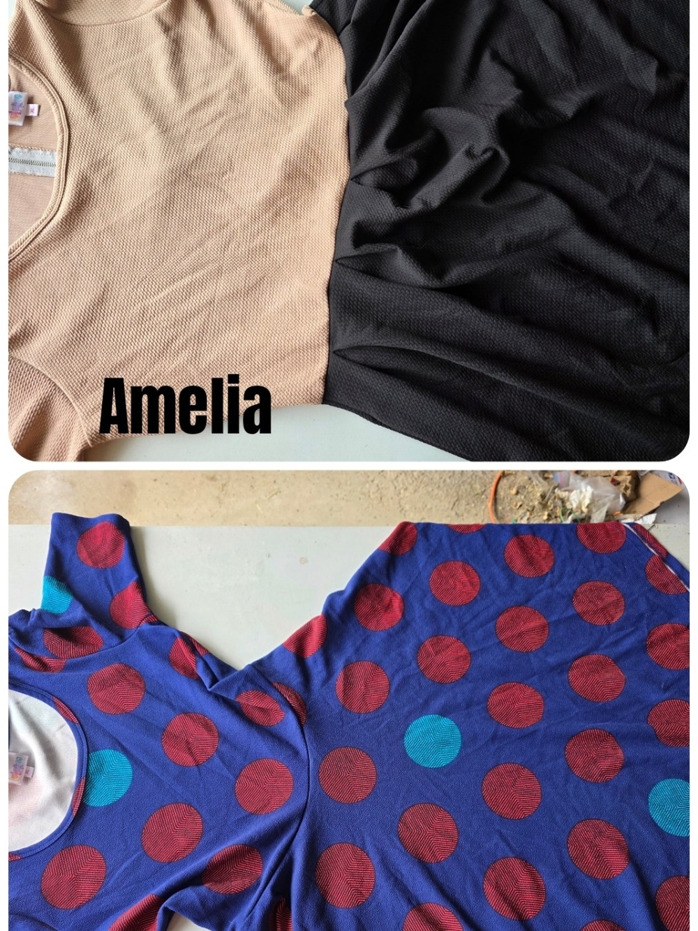 2 Lularoe Dresses One Tan And Black With Pockets The Other Blue And Red
